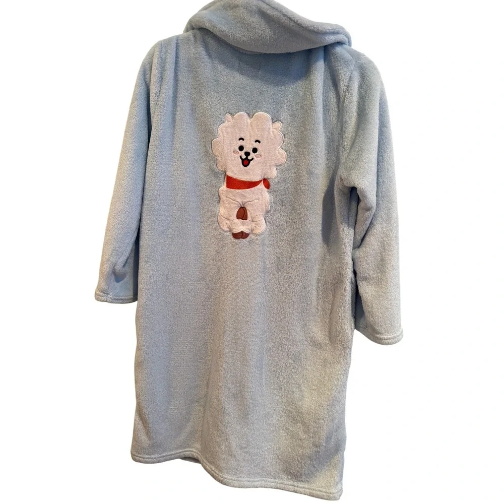 BTS BT21 RJ Kind Alpaca Blue Plush Fleece Robe Med KPop BTS RJ Jin Foodie Alpaca